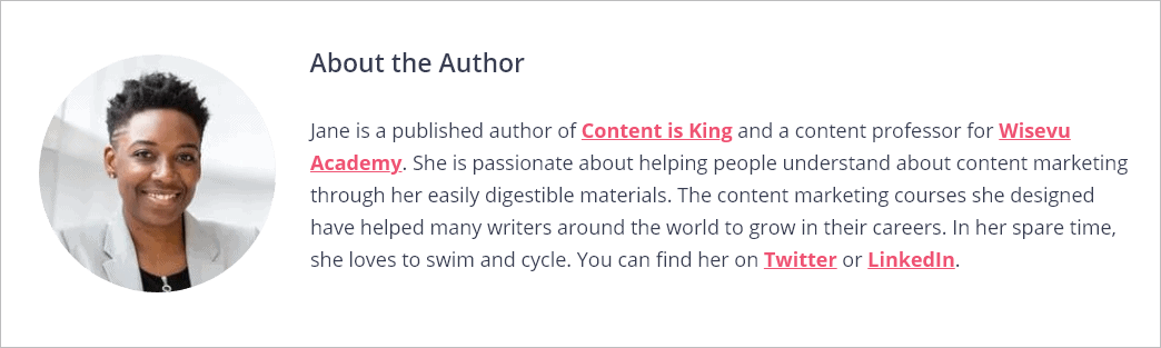 author biography in book examples